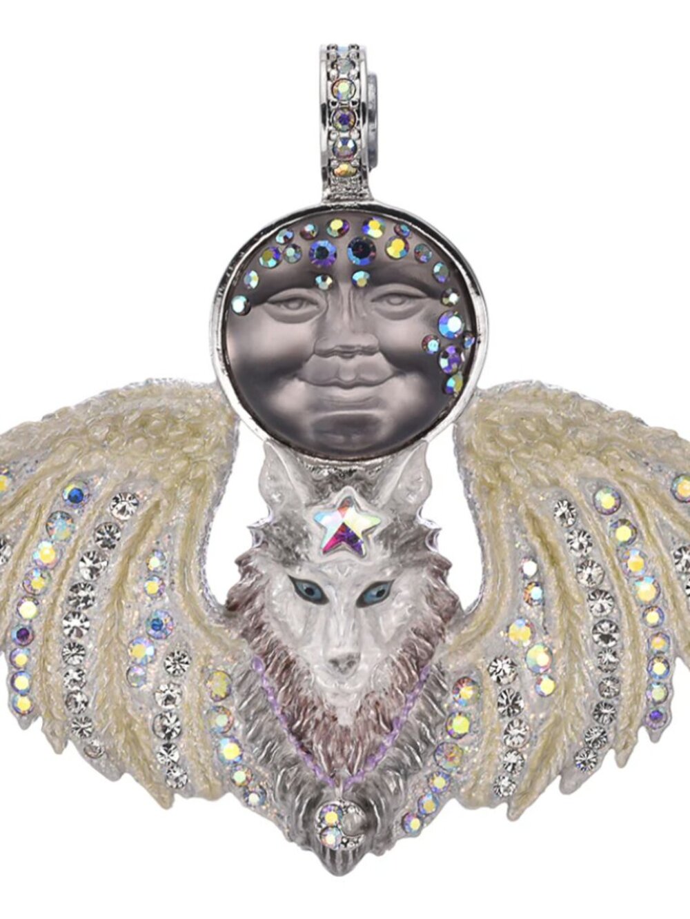 KIRKS FOLLY SPIRIT OF THE WOLF MOON MAGNETIC ENHANCER PENDANT SILVER TONE